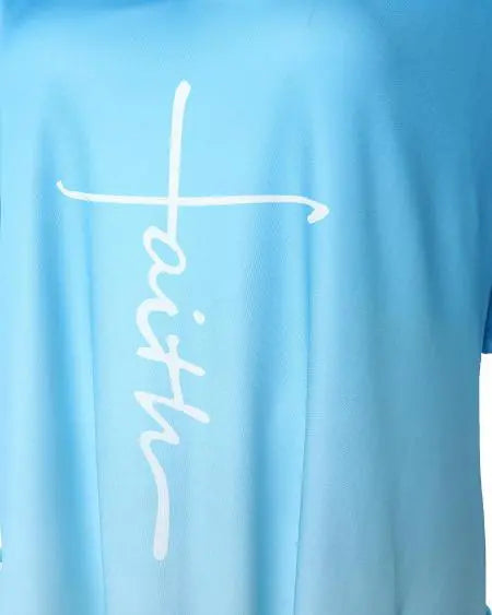 Plus Size Ombre Dress with Faith Letter Print