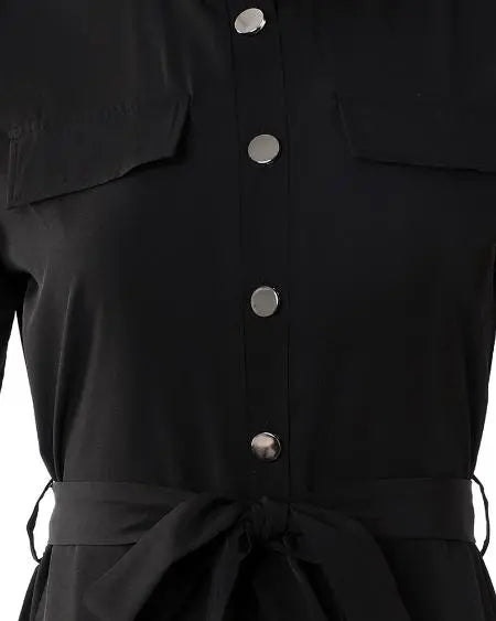 Short-Sleeved Jumpsuit with Pockets and Buttons