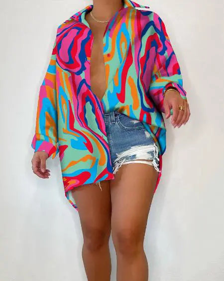 Button-down overhemd met abstract ontwerp 