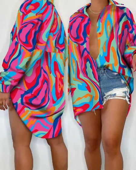 Button-down overhemd met abstract ontwerp 