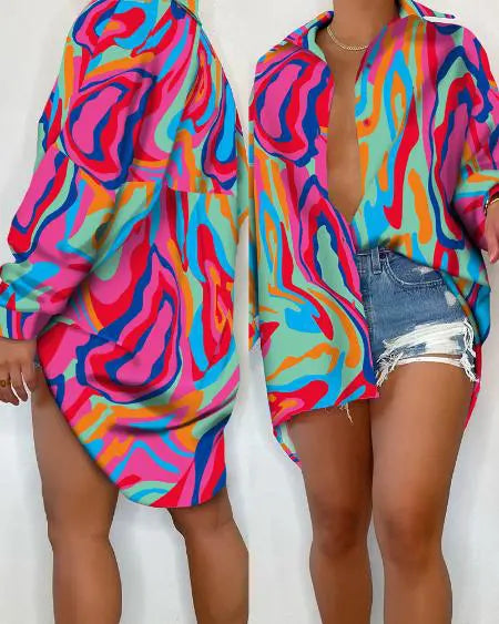 Button-down overhemd met abstract ontwerp 