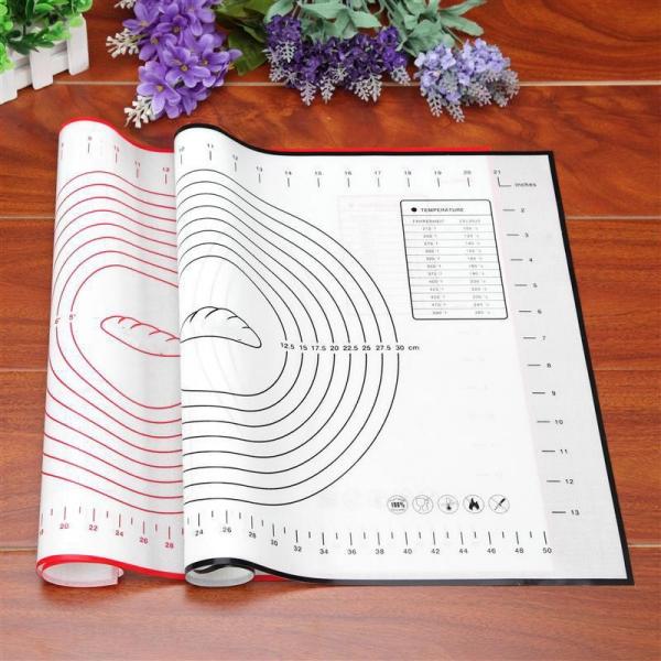 50x60cm Non-Stick Silicone Baking Mat Pizza Dough Maker Pastry Kitchen Rolling Mat Pad Sheet Tray Accessory Baking - Red