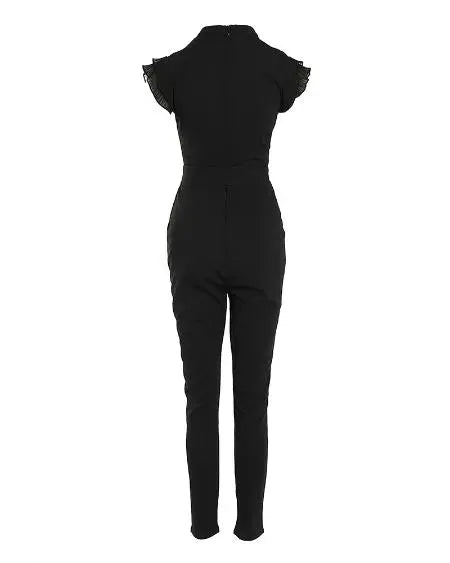 Belted Jumpsuit with Flutter Sleeves & Pockets