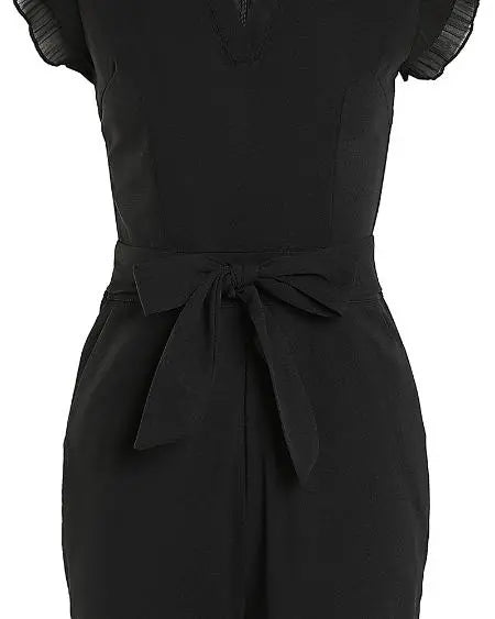 Belted Jumpsuit with Flutter Sleeves & Pockets