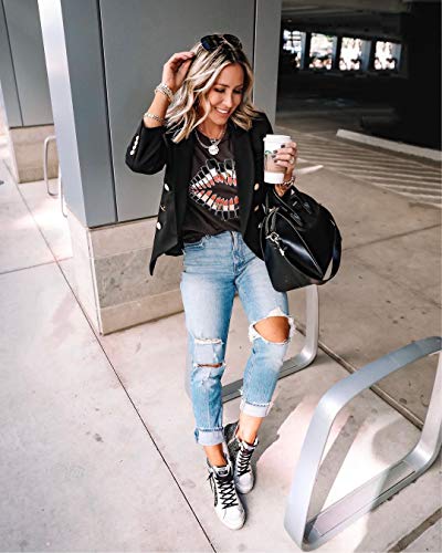 Womens Casual Pocketed Blazer Front Open Jacket With Three Vertical Closure Buttons