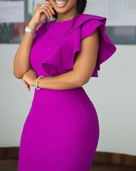 Sleeveless Work Dress with Ruffle Trim