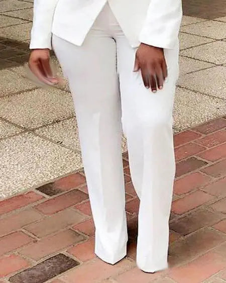 Plus Size Plaid Blazer & Pants with Shawl Collar