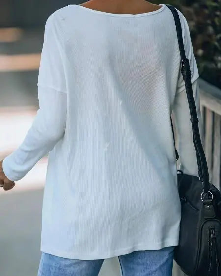 V-Neck T-Shirt with St. Patrick's Clover Print