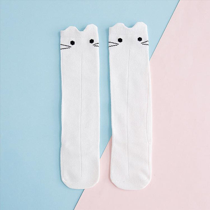 Lindos calcetines con decoración de orejas en 3D con estampado de animales y letras