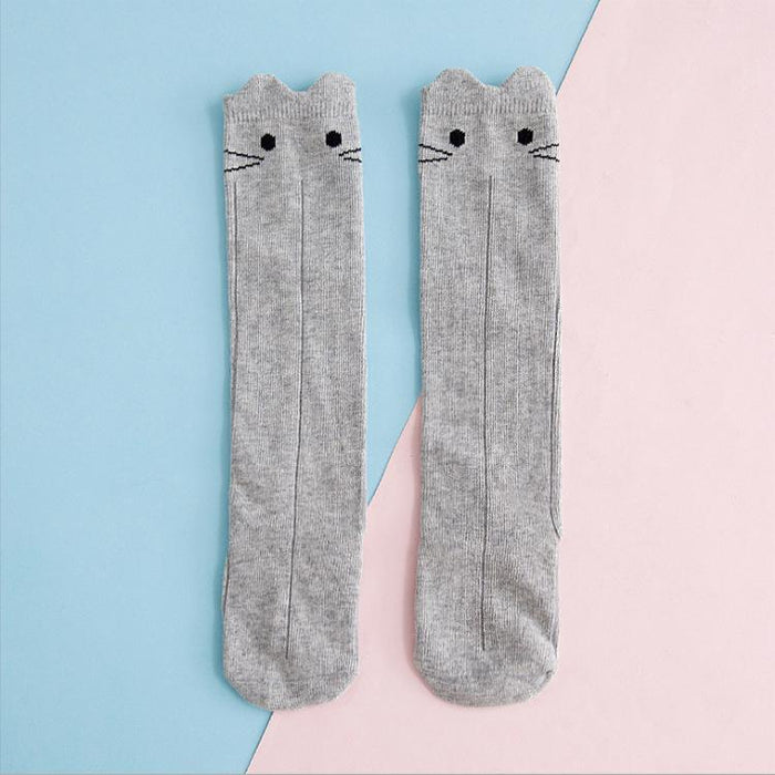 Lindos calcetines con decoración de orejas en 3D con estampado de animales y letras