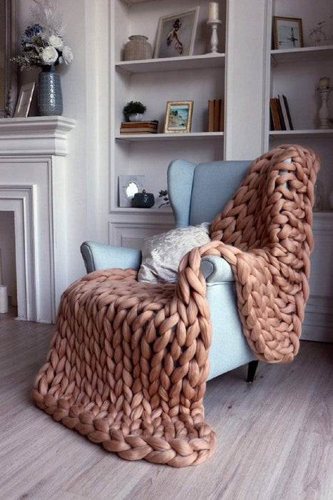 Chunky Knit Blanket – Cozy and Warm Braided Blanket for Couch and Bed