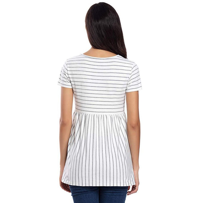 Casual Striped Short-sleeve Maternity Tee