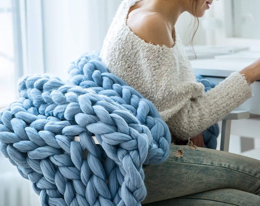 Chunky Knit Blanket – Cozy and Warm Braided Blanket for Couch and Bed