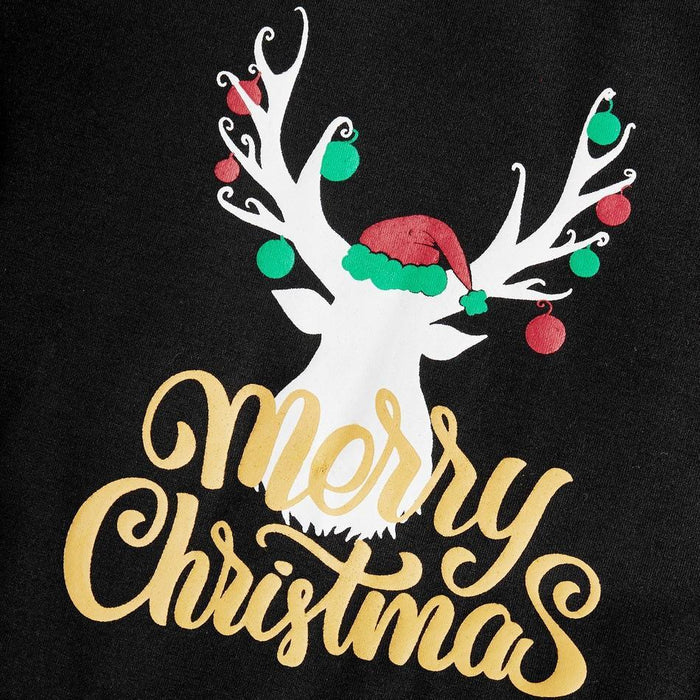 Family Matching Gold Reindeer Merry Christmas Plaid Pajamas Set