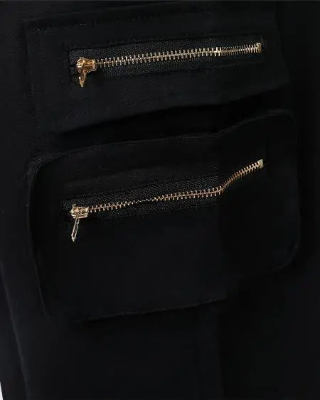 High-Waisted Cargo Pants with Zipped Pockets
