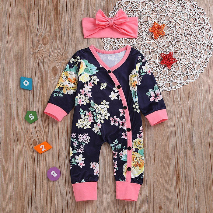Floral Jumpsuit with Headband