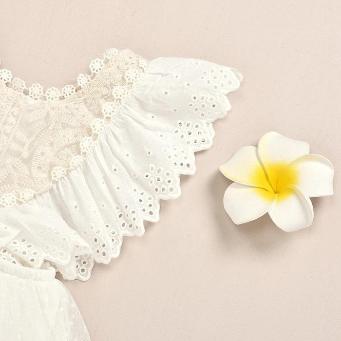 Solid Ruffle Lace Bodysuit for Baby Girl