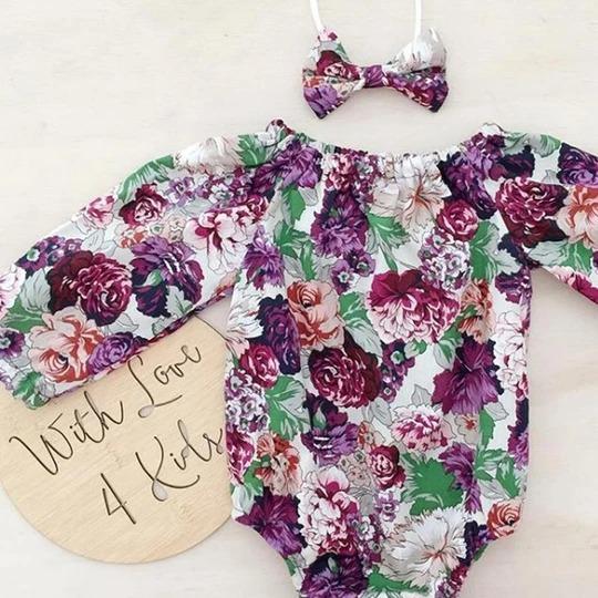 Conjunto de ropa para bebés y niñas, mameluco, pantalones florales, polainas