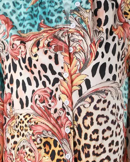 Long Sleeve Shirt with Leopard & Baroque Print