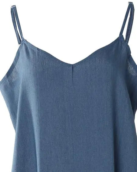 Spaghetti Strap Denim Dress in Plain Design