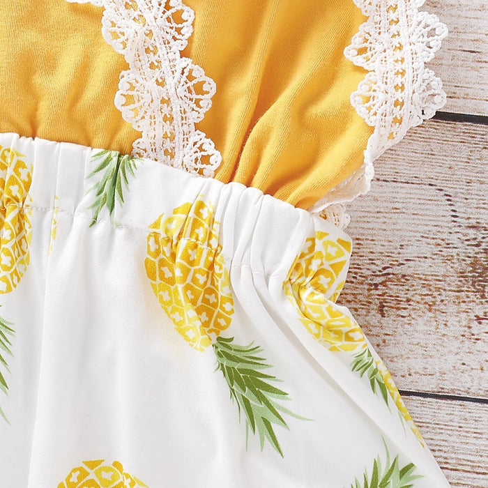 Pineapple Allover Printed Baby Jumpsuit