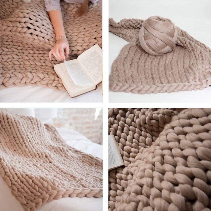 Chunky Knit Blanket – Cozy and Warm Braided Blanket for Couch and Bed