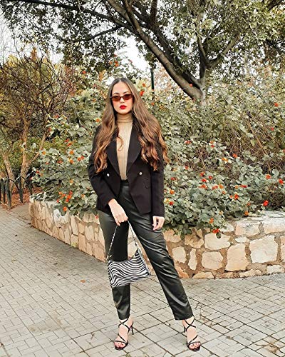 Womens Casual Pocketed Blazer Front Open Jacket With Three Vertical Closure Buttons