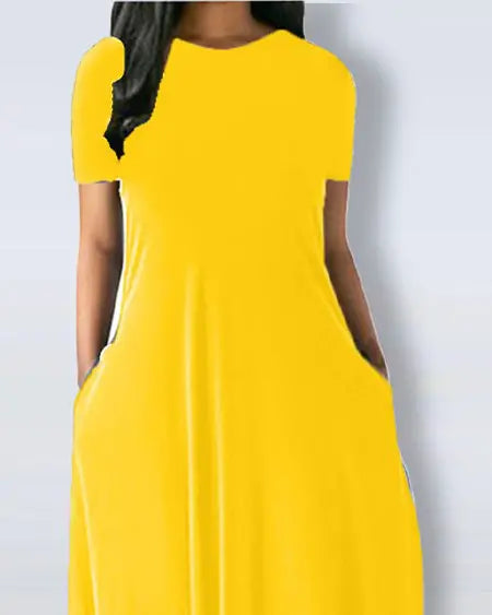 Casual jurk met korte mouwen en zakdetail 