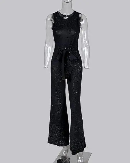 Glittery jumpsuit met wijde pijpen 