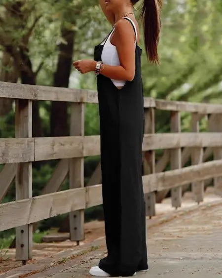 Casual Suspender Jumpsuit with Pockets