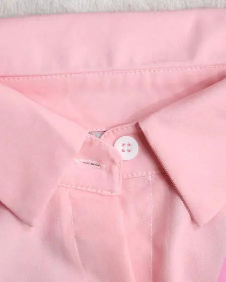 Top & Skirt Set with Scarf Print and Button Detail