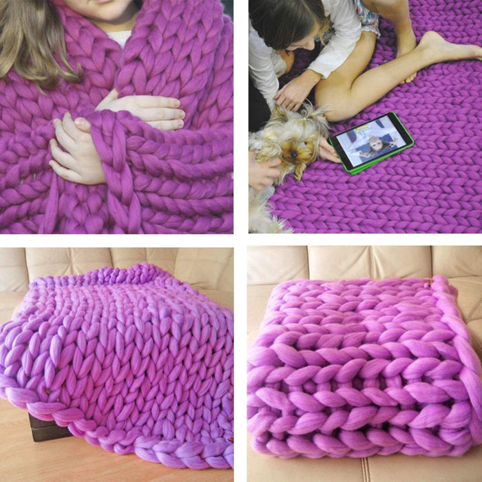 Chunky Knit Blanket – Cozy and Warm Braided Blanket for Couch and Bed