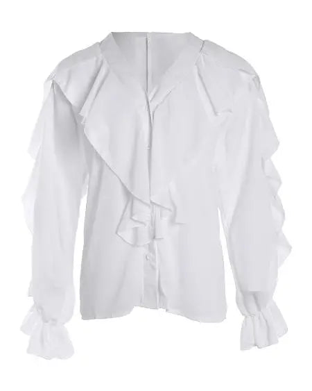 Long Sleeve Top with Buttoned Ruffles