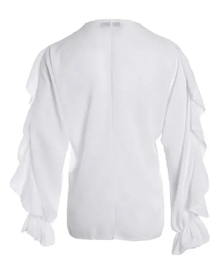 Long Sleeve Top with Buttoned Ruffles