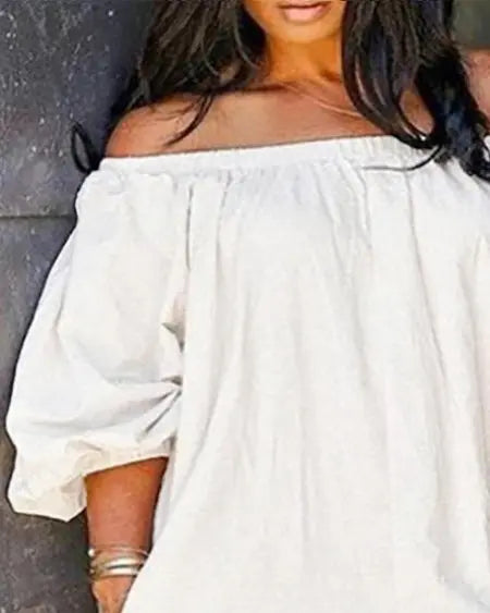 Grote maten romper met off-shoulder ontwerp en zakken 