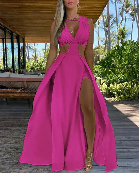 Maxi Dress with Cutouts & Thigh Slit