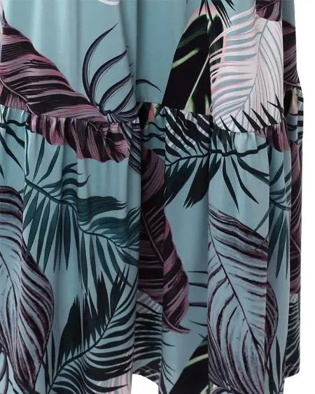 Cami maxi-jurk met uitsnijding, tropische print en ruches aan de zoom 