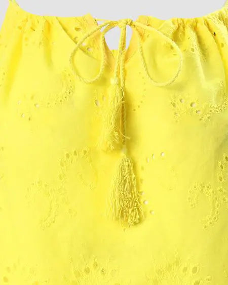 Tassel Top & Shorts Set with Eyelet Embroidery