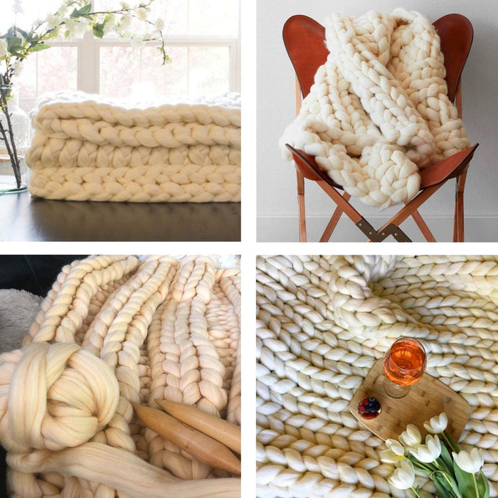 Chunky Knit Blanket – Cozy and Warm Braided Blanket for Couch and Bed