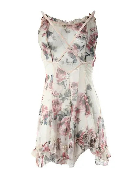 Floral Night Dress with Frill Hem