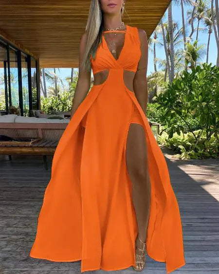 Maxi Dress with Cutouts & Thigh Slit