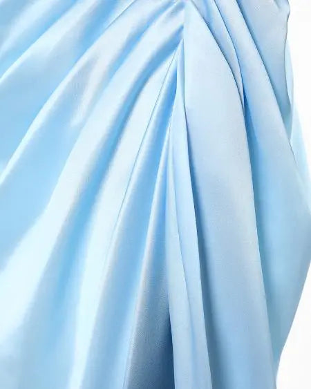 Satin Dress with Ombre Design Ruched Detail & High Split