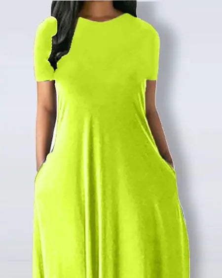 Casual jurk met korte mouwen en zakdetail 