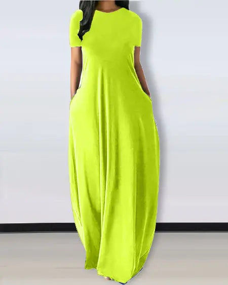 Casual jurk met korte mouwen en zakdetail 