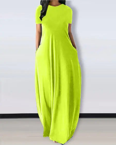 Casual jurk met korte mouwen en zakdetail 