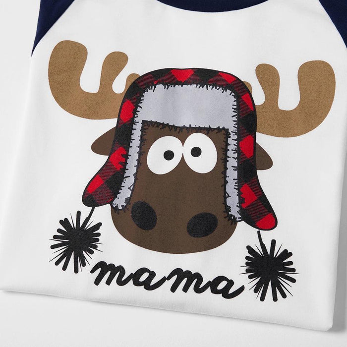 Christmas Family Lovely Moose Print  Matching Pajamas Set