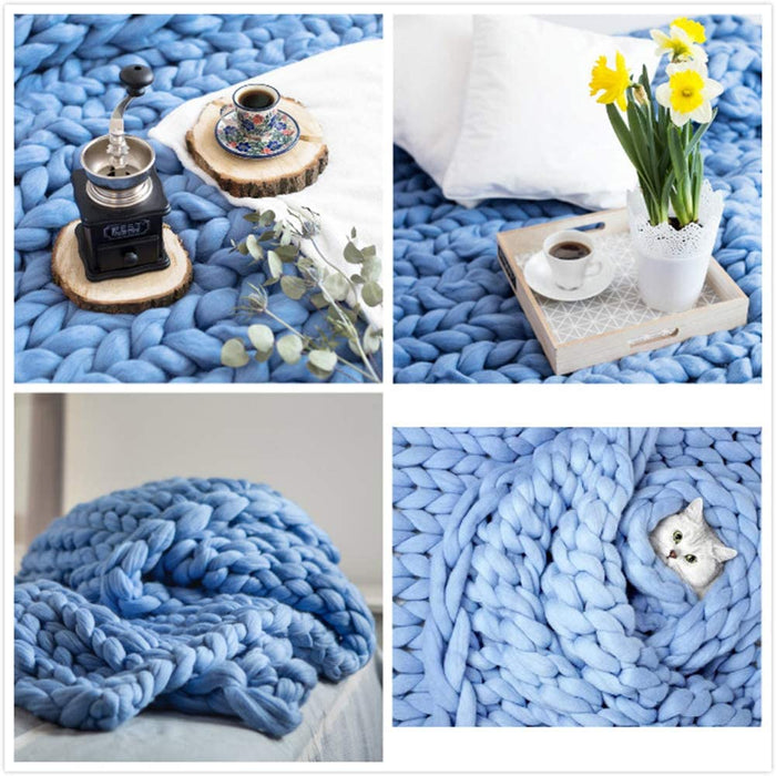 Chunky Knit Blanket – Cozy and Warm Braided Blanket for Couch and Bed