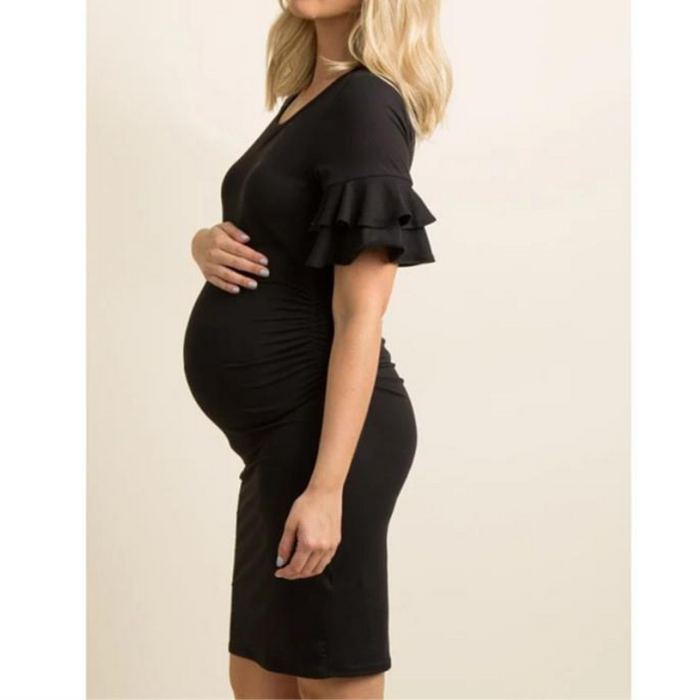 Maternity Ruffle Sleeve Dress