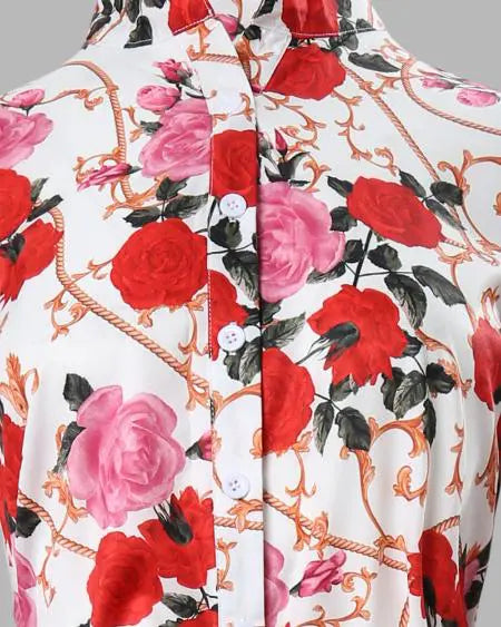 Floral & Baroque Print Shirt & High Waist Pants Combo