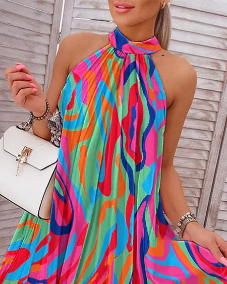 Casual jurk met abstract ontwerp en plooien 